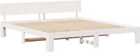 vidaXL Bedframe met hoofdeinde, wit, 200 x 200 cm, massief grenenhout
