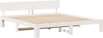 vidaXL Bedframe met hoofdeinde, wit, 200 x 200 cm, massief grenenhout