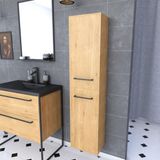 Meuble de salle de bain en chêne, marron/noir, 30x35x150 cm
