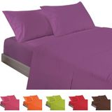 ECOMMERC3 4-delige beddengoedset voor bedden van 200 cm, 100% Made in Spanje, met laken, laken en 2 kussenslopen 45 x 110 cm, lila