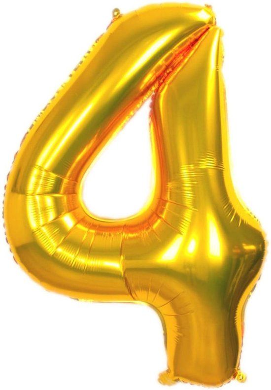 BTH Folie Ballon Cijfer 4 Goud 36Cm - Verjaardag