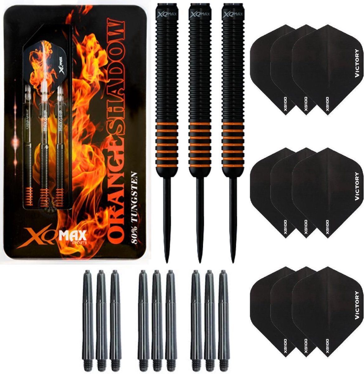 Dragon Darts Orange Shadow – dartpijlen – 23 gram tungsten - inclusief 9 – dart shafts – 9 – dart flights