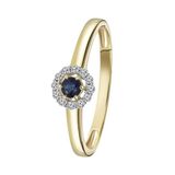 Lucardi Bague saphir et 12 diamants 0,08ct - Bague - Cadeau - 14 Carat Or - Or jaune