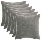 vidaXL Kussensloop 6 stuks Donkergrijs 40 x 40 cm Chenille Stof