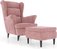 vidaXL Fauteuil met voetenbank fluweel roze
