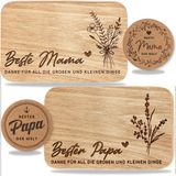 Merkloos Houten ontbijtbrettje met gravure voor ouders | Geschenkset voor mama en papa
