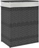 vidaXL Wasmand met deksel 46x33x60 cm poly rattan grijs
