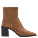 Mango Cognac Suede Block Heel Ankle Boots