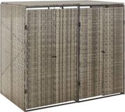 vidaXL Containerberging Dubbel Poly Rattan Grijs 140x80x117 cm