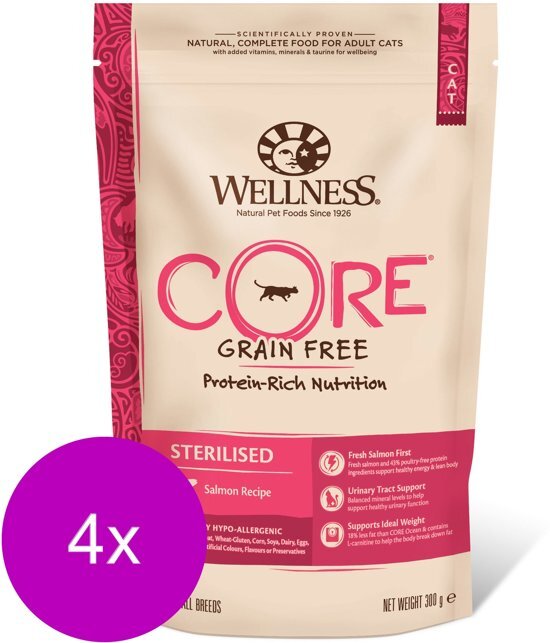 Wellness Core Grain Free Cat Sterilised Zalm - Kattenvoer - 4 x 300 g