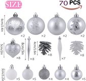 Unyqoos® 70-delige set silberne und weiße Christbaumkugeln