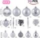 Unyqoos® 70-delige set silberne und weiße Christbaumkugeln