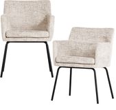 WOOOD Kam Eetkamerstoelen - Velvet Stof - Off White - Set van 2