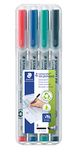 Staedtler Lumocolor 311 WP4 Universele pennen, niet-permanent, superfijn 1-2,5 mm lijnbreedte. 4 Stuk gesorteerde kleuren
