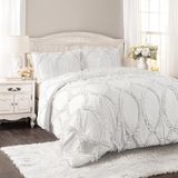 Lush Decor Stuk Set met Kussen Shams-Full Queen-White
