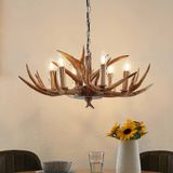 Lindby - hanglamp - 6lichts - Polyester, staal - H: 30 cm - E14 - bruin