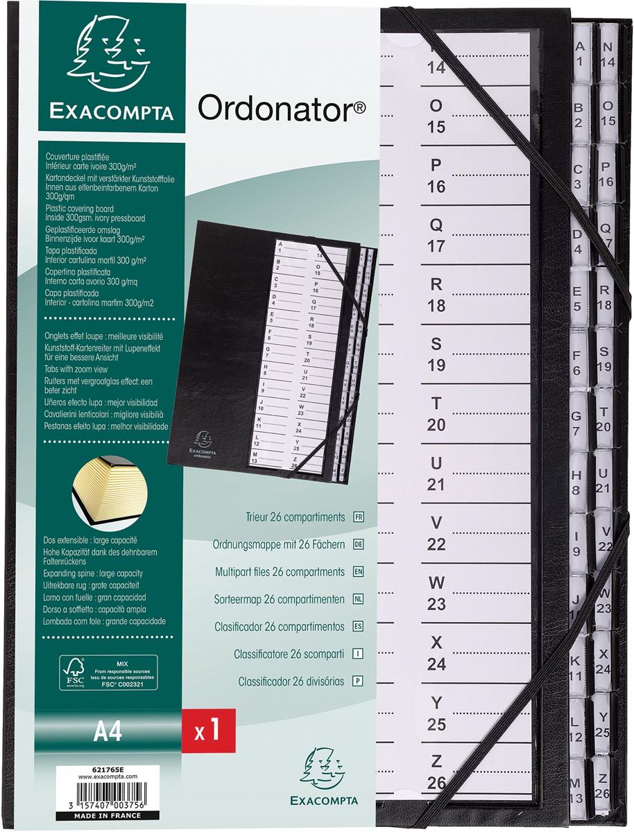 Exacompta Ordonator sorteermap - 26 vakken - zwart