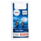 Bosch H6W Pure Light autolampen, 12V, 6W, BAX9s, 2 stuks