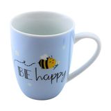 Dekohelden24 Koffiemok van porselein, motief: Bij, BE Happy afmeting H/Ø: 10 x 8 cm, inhoud 250 ml, vaatwasmachinebestendig.