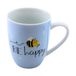 Dekohelden24 Koffiemok van porselein, motief: Bij, BE Happy afmeting H/Ø: 10 x 8 cm, inhoud 250 ml, vaatwasmachinebestendig.
