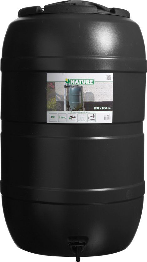 Nature Regenton - 210L - Zwart - H97 x Ø57cm