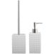 MSV Toiletborstel in houder 37 cm/zeeppompje 270 ml set Kubik - Polyresin/rvs - ivoor wit