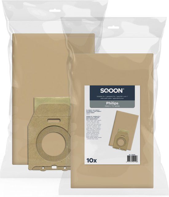 SQOON® Stofzuigerzakken geschikt voor Philips Oslo - 10 stuks - Papieren zakken