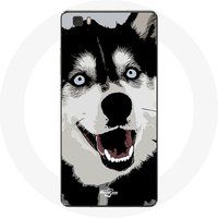 Maniacase Etui voor Huawei P8 Siberische Husky blauwe ogen