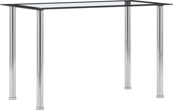vidaXL Eettafel 120x60x75 cm gehard glas zwart en transparant
