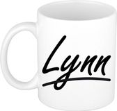 Bellatio Decorations Lynn Naam koffiemok - beker - met sierlijke letters - wit
