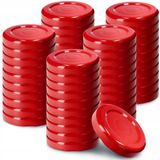 KADAX 50 stuks TO33 schroefdeksels voor glazen van 33 mm, rood, Twist-Off reservedeksel voor kruidenpotjes, mini-flessen en reageerpotten, luchtdicht en vaatwasmachinebestendig