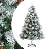 vidaXL Kunstkerstboom met scharnieren, dennenappels en bessen, 240 cm