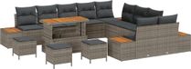 vidaXL Banc de jardin - Set - 14 - pce - 13 places - Gris - Poly - rotin