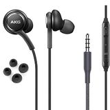 ElloGear OEM Oordopjes Stereo Hoofdtelefoon voor Samsung Galaxy S10 S10e Plus A31 A71 Kabel - Ontworpen door AKG - met microfoon en volumeknoppen (zwart)