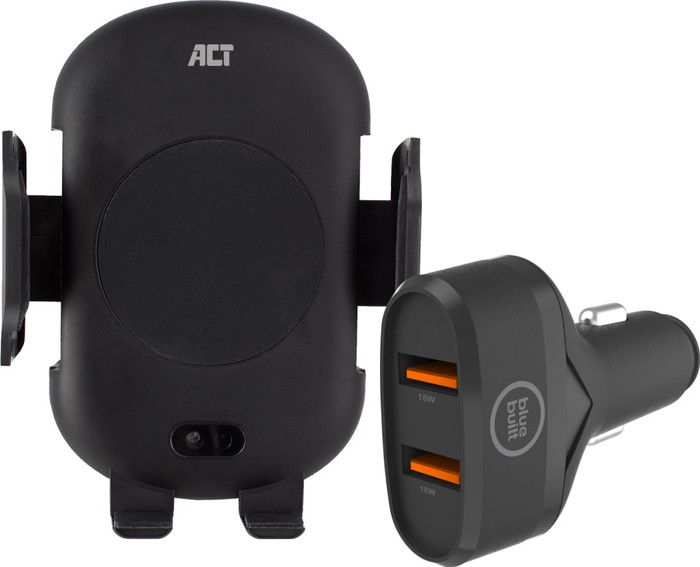 ACT Telefoonhouder Auto - Luchtrooster/Dashboard - Draadloos Opladen + Oplader 18W