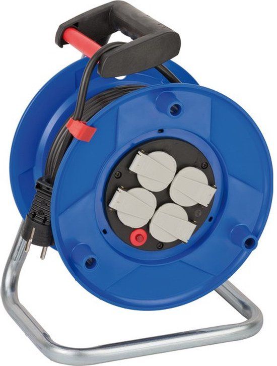 Brennenstuhl Garant kabelhaspel - 25m - H05VV-F 3G1,5 - 4 stopcontacten - blauw