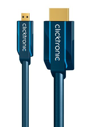 CLICKTRONIC 1m Micro-HDMI Adapter - Blauw