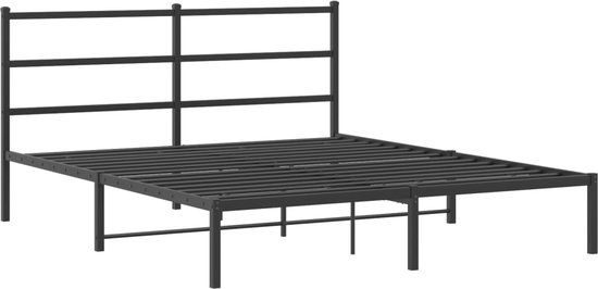 vidaXL Bedframe met hoofdbord metaal zwart 160x200 cm