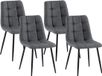 CLP Antibes Set van 4 Eetkamerstoelen - Zonder armleuning - Metaal frame - Stof/donkergrijs