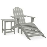 vidaXL Adirondack-tuinstoel met voetsteun en tafel, massief vurenhout, grijs