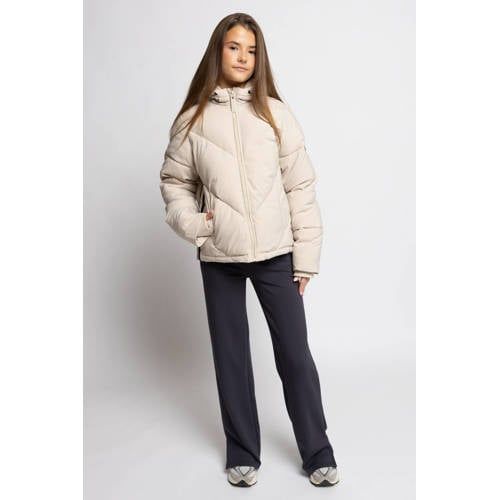 LOOXS 10sixteen gestreepte quilted winterjas - ecru