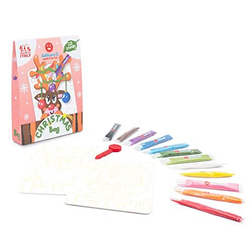 Sabbiarelli Sand-it for Fun - Bag Christmas - creatieve kunstwerken: kleur met zand de kersttekeningen, 12 kleuren, kinderen 5+