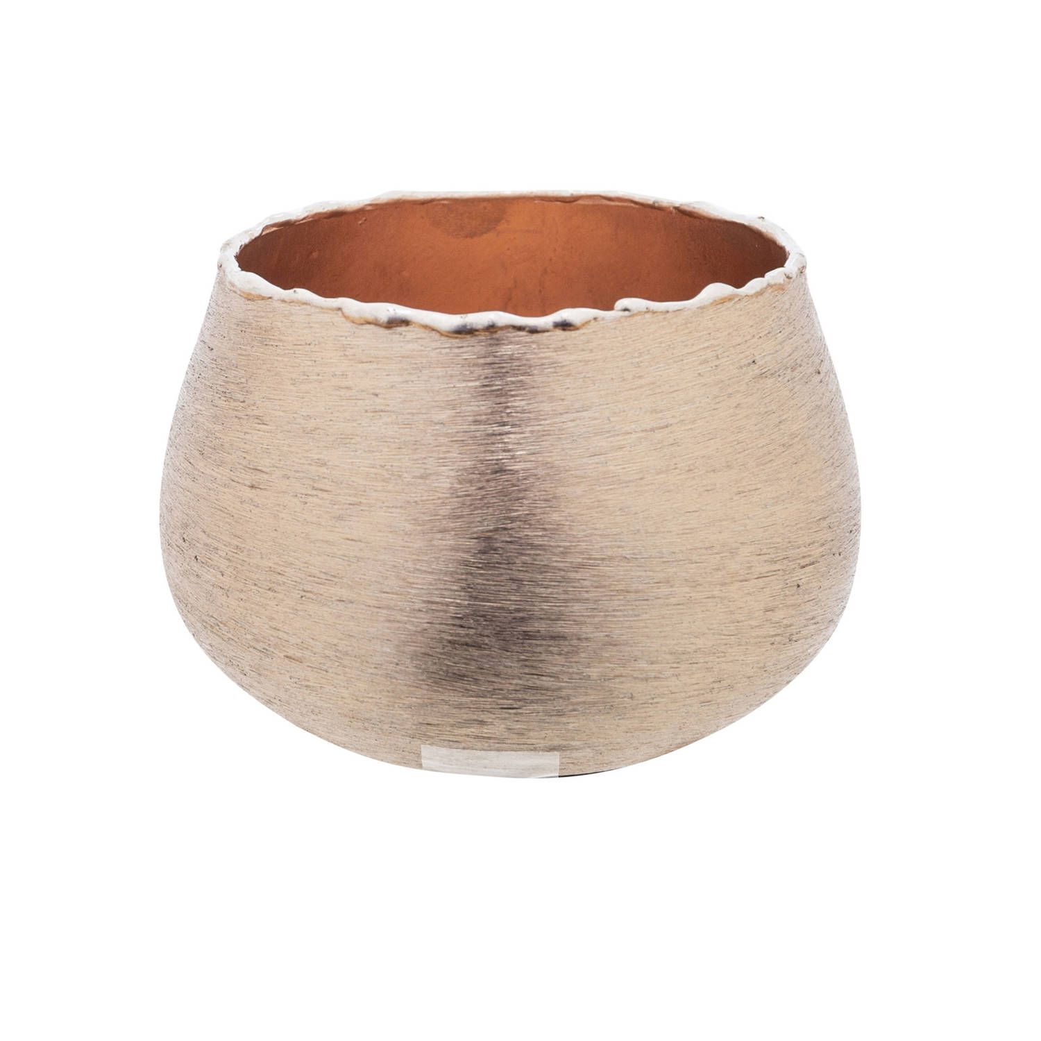 Cosy@Home Theelichthouder / waxinelichthouder geborsteld aluminium rose 10 x 6,5 cm - Waxinelichtjeshouder van metaal