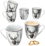 MamboCat Set van 6 koffiemokken handvat ALOIS porselein 6 personen