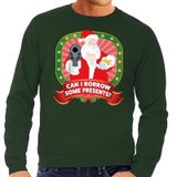 Bellatio Decorations Foute kersttrui / sweater - groen - gangster Kerstman met pistool Can I Borrow Some Presents heren L