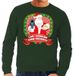 Bellatio Decorations Foute kersttrui / sweater - groen - gangster Kerstman met pistool Can I Borrow Some Presents heren L