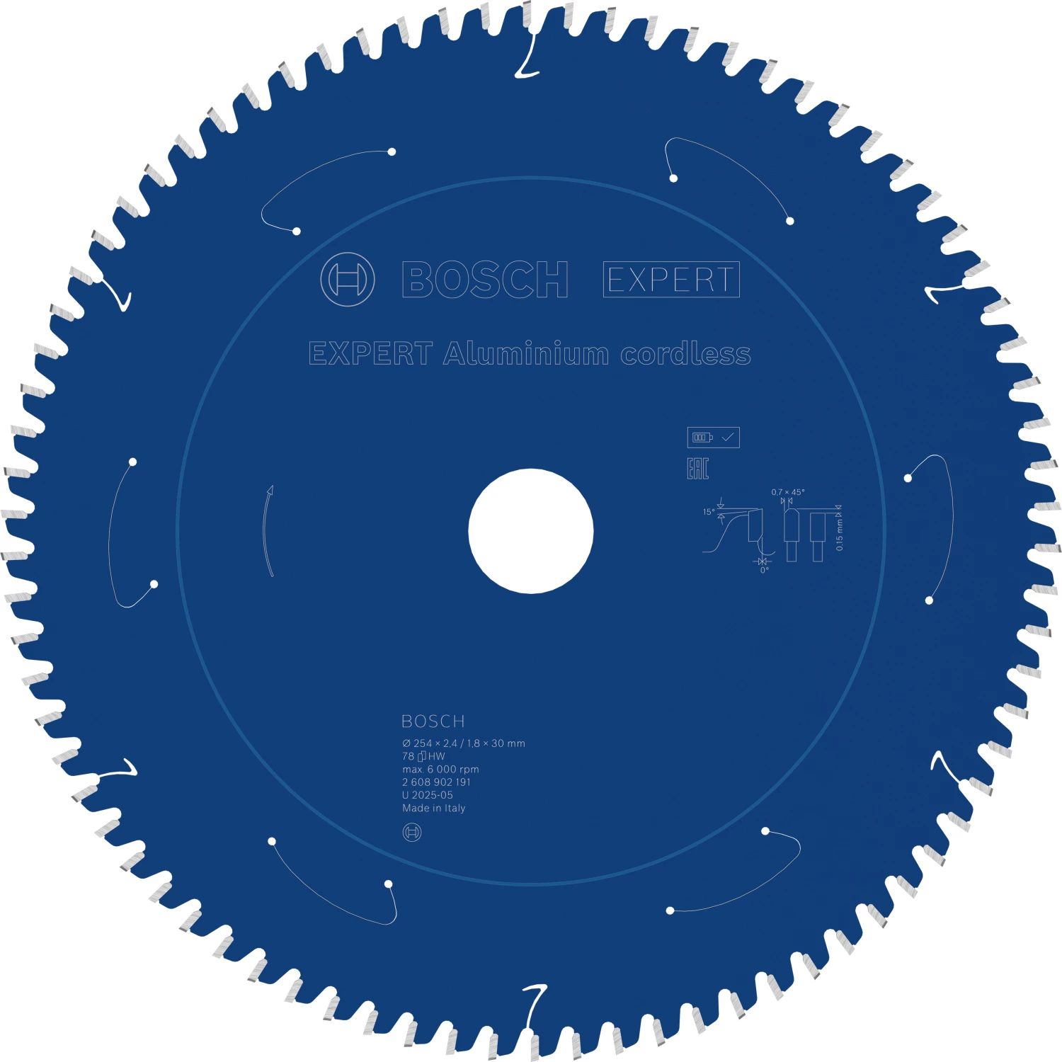Bosch Accessoires EXPERT Aluminium cordless Cirkelzaagblad | 254 x 2,4/1,8 x 30 mm | T78 - 2608902191