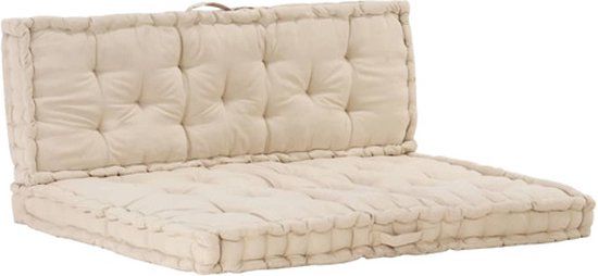 vidaXL Palletvloerkussens 2 stuks katoen beige