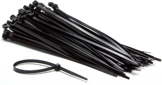 100 Tiewraps / kabelbinders 4,8x200mm zwart nylon
