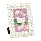 Laura Ashley 4x6 witte en gouden bloem getextureerde handgemaakte hars fotolijst w/ezel & haak voor tafelblad & muur display, decoratief bloemenontwerp Home decor, fotogalerij, kunst (4x6, wit/goud)
